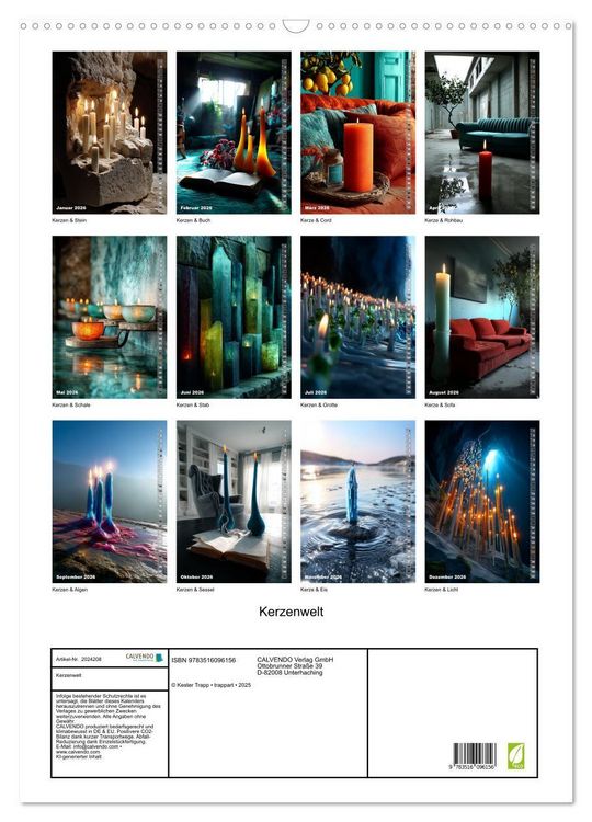 Produktbild: Kerzenwelt (Wandkalender 2026 DIN A2 hoch), CALVENDO Monatskalender
