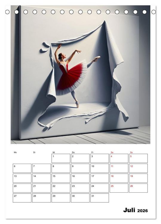 Produktbild: Tanz der Befreiung &ndash; Ballerina auf der Suche nach Freiheit (Tischkalender 2026 DIN A5 hoch), CALVENDO Monatskalender