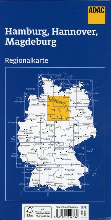 Produktbild: ADAC Regionalkarte 05 Hamburg, Hannover, Magdeburg 1:150.000
