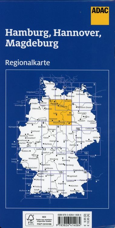 Produktbild: ADAC Regionalkarte Blatt 5 Hamburg, Hannover, Magdeburg 1:150 000