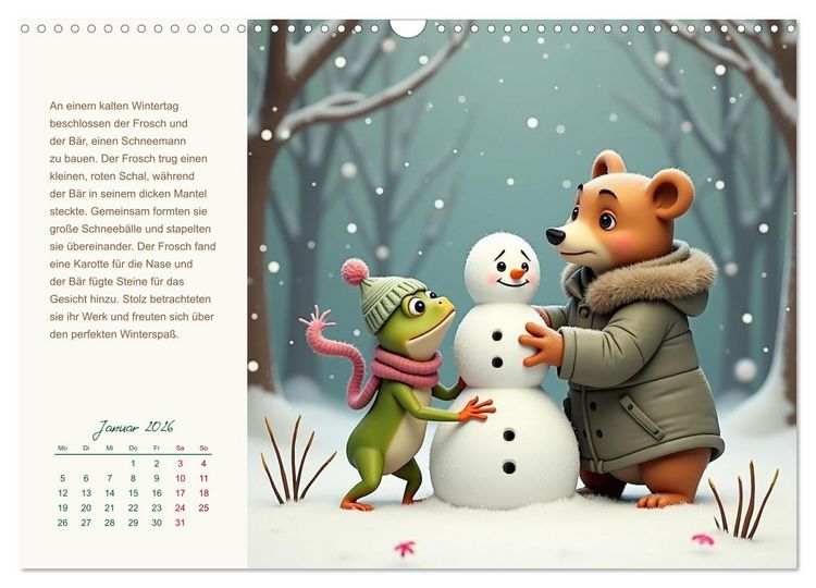 Produktbild: Der Frosch und der B&auml;r - Ein Jahr voller Abenteuer (Wandkalender 2026 DIN A3 quer), CALVENDO Monatskalender