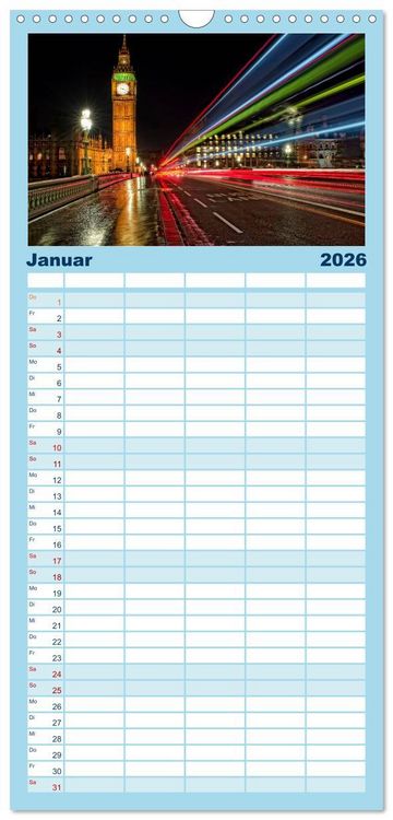 Produktbild: Familienplaner 2026 - Die 12 meistbesuchten St&auml;dte in Europa mit 5 Spalten (Wandkalender, 21 x 45 cm) CALVENDO