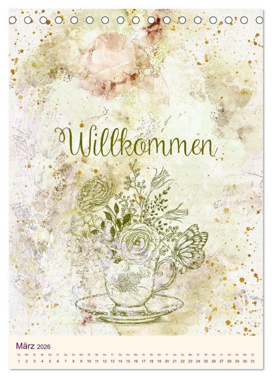 Produktbild: Aquarell Blumenmalerei mit Spr&uuml;chen (Tischkalender 2026 DIN A5 hoch), CALVENDO Monatskalender