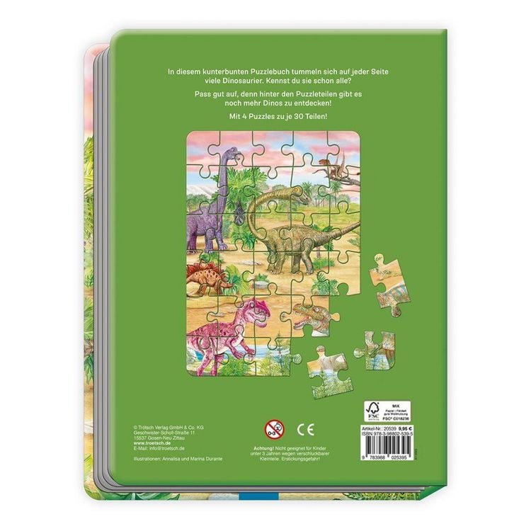 Produktbild: TR&Ouml;TSCH - Pappenbuch Puzzlebuch Dinosaurier| Ab 3 Jahren