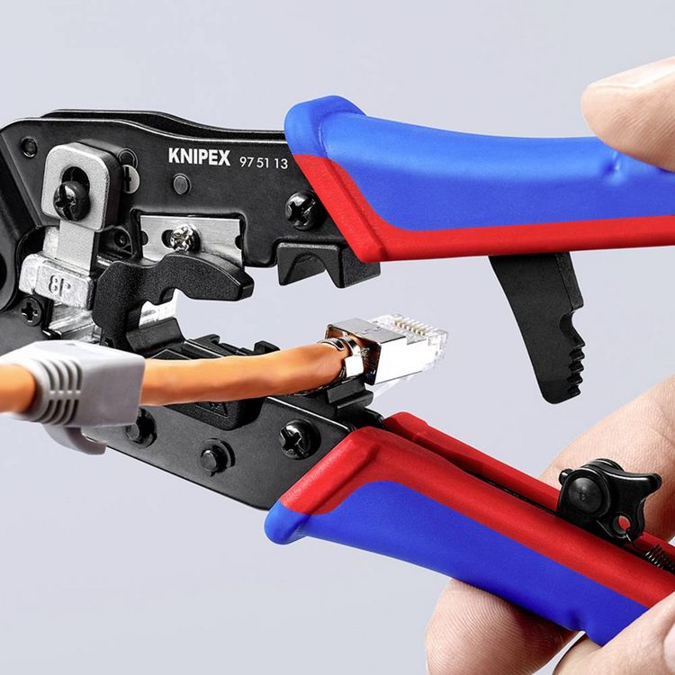 Produktbild: Knipex Crimpzange f&uuml;r RJ45-Westernstecker 97 51 13 Crimpzange
