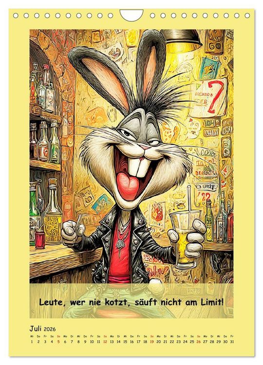 Produktbild: Kneipen-Hasen. Trinkende Spr&uuml;cheklopfer (Wandkalender 2026 DIN A4 hoch), CALVENDO Monatskalender