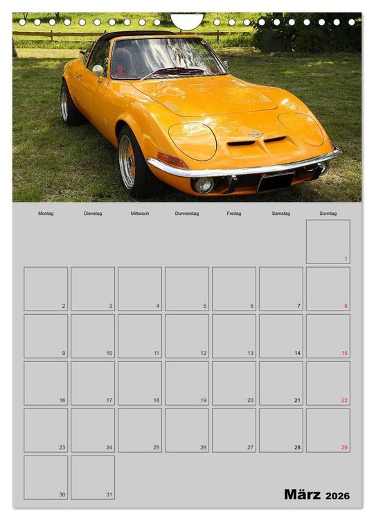 Produktbild: Opel GT Terminplaner (Wandkalender 2026 DIN A4 hoch), CALVENDO Monatskalender