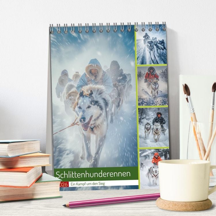 Produktbild: Schlittenhunderennen (Tischkalender 2026 DIN A5 hoch), CALVENDO Monatskalender