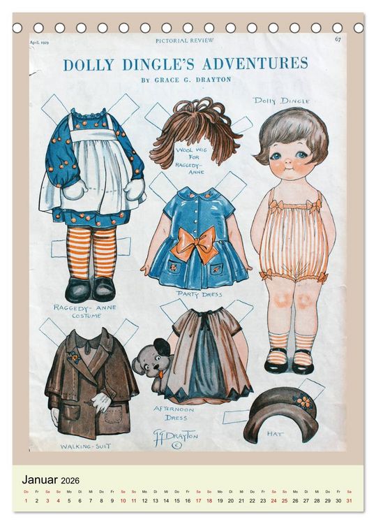 Produktbild: Dolly Dingle Kalender - Anziehpuppen von Grace G. Drayton (Tischkalender 2026 DIN A5 hoch), CALVENDO Monatskalender