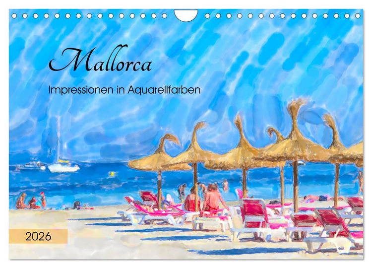 Produktbild: Mallorca - Impressionen in Aquarellfarben (Wandkalender 2026 DIN A4 quer), CALVENDO Monatskalender