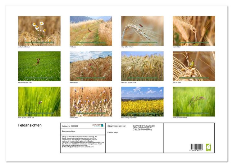 Produktbild: Feldansichten (Wandkalender 2026 DIN A2 quer), CALVENDO Monatskalender