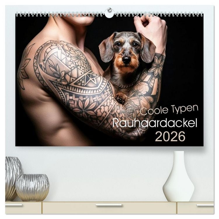 Produktbild: Coole Typen - Rauhaardackel (hochwertiger Premium Wandkalender 2026 DIN A2 quer), Kunstdruck in Hochglanz