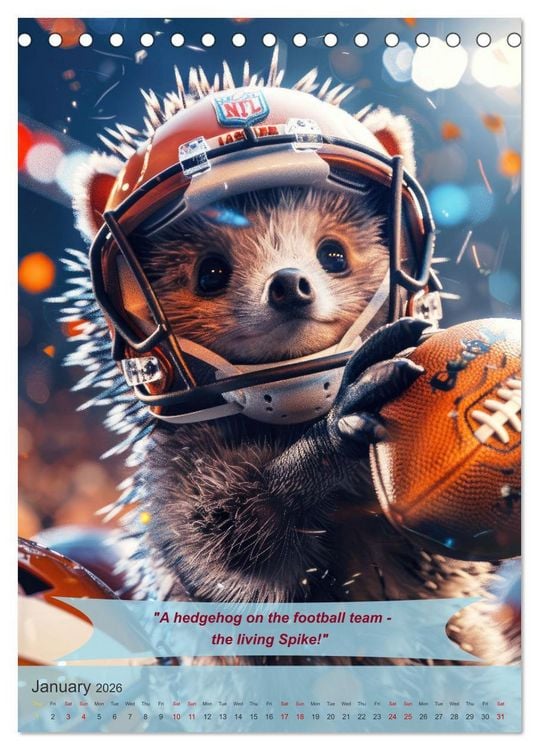 Produktbild: American football with funny animals (Desk Calendar 2026 DIN A5 portrait), CALVENDO 12 Month DeskCalendar