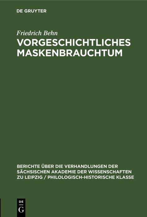 Produktbild: Vorgeschichtliches Maskenbrauchtum