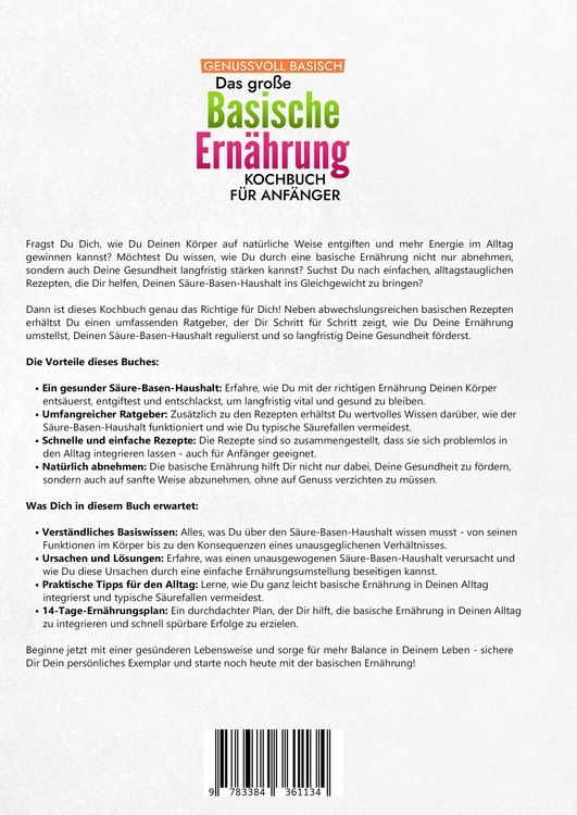 Produktbild: Genussvoll Basisch - Das gro&szlig;e Basische Ern&auml;hrung Kochbuch f&uuml;r Anf&auml;nger