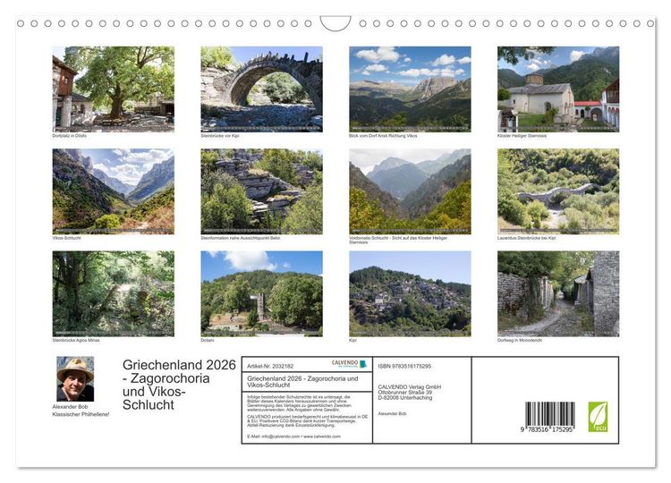 Produktbild: Griechenland 2026 - Zagorochoria und Vikos-Schlucht (Wandkalender 2026 DIN A3 quer), CALVENDO Monatskalender
