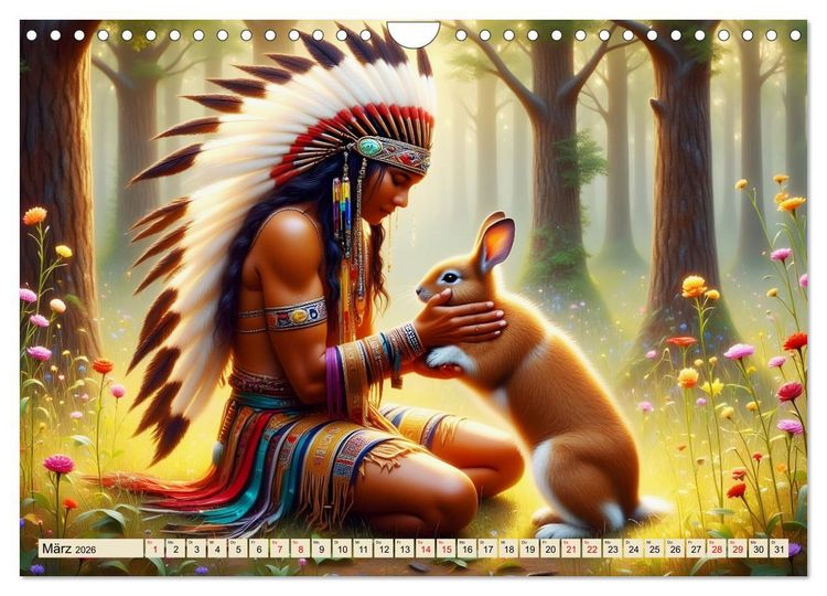 Produktbild: Spirituelle Begleiter - Indianer und Tiere im Einklang (Wandkalender 2026 DIN A4 quer), CALVENDO Monatskalender