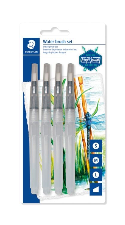 Produktbild: STAEDTLER Wasserpinsel rund fein, rund medium, rund gro&szlig;, Keilspitze, 4er Set