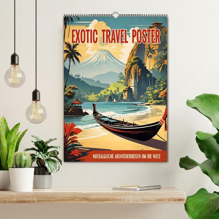 Produktbild: Exotic Travel Poster - nostalgische Abenteuerreisen um die Welt (Wandkalender 2026 DIN A2 hoch), CALVENDO Monatskalender