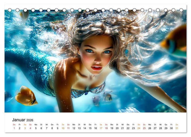 Produktbild: Geheimnisvolle Meerjungfrau (Tischkalender 2026 DIN A5 quer), CALVENDO Monatskalender