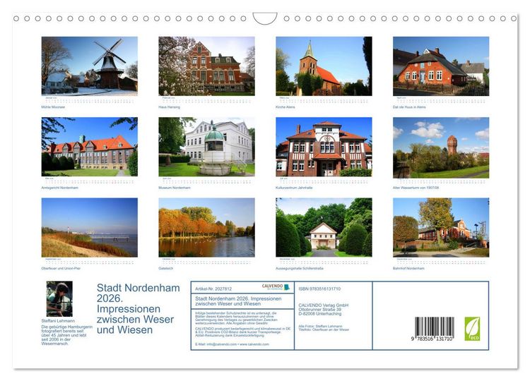Produktbild: Stadt Nordenham 2026. Impressionen zwischen Weser und Wiesen (Wandkalender 2026 DIN A3 quer), CALVENDO Monatskalender