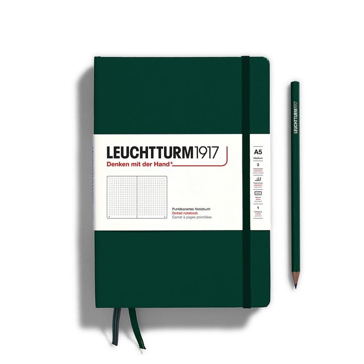 Produktbild: Notizbuch Medium (A5), Hardcover, 251 nummerierte Seiten, Forest Green, dotted