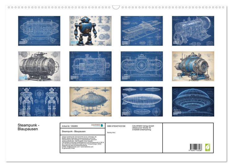 Produktbild: Steampunk - Blaupausen (Wandkalender 2026 DIN A2 quer), CALVENDO Monatskalender