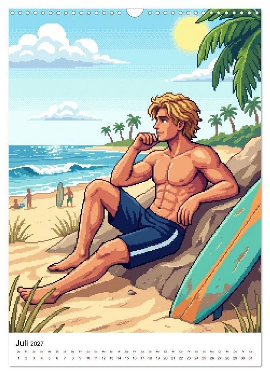 Produktbild: 8-Bit Adonis &ndash; Das Jahr in Pixeln (Wandkalender 2027 DIN A3 hoch), CALVENDO Monatskalender