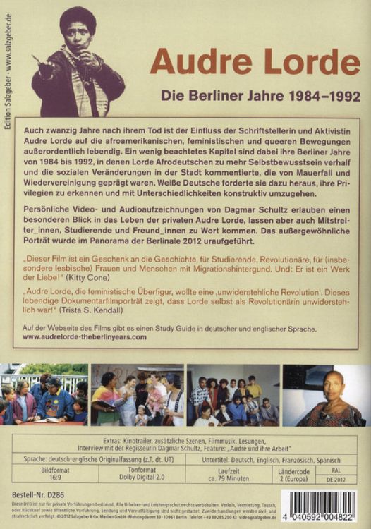 Produktbild: Audre Lorde - Die Berliner Jahre 1984-1992