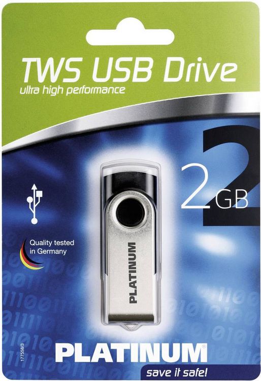 Produktbild: Platinum TWS USB-Stick 2GB Schwarz 177558-3 USB-A (USB 2.0)