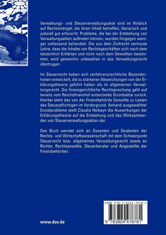 Produktbild: Willens- und Erkl&auml;rungstheorie bei Steuerverwaltungsakten
