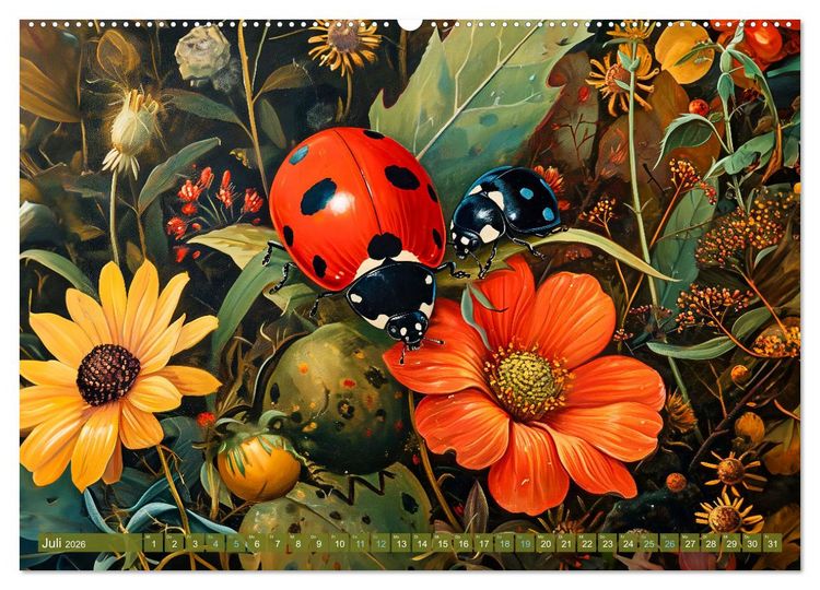 Produktbild: Gartengefl&uuml;ster - Tierische Besucher in der Bl&uuml;tenf&uuml;lle (Wandkalender 2026 DIN A2 quer), CALVENDO Monatskalender