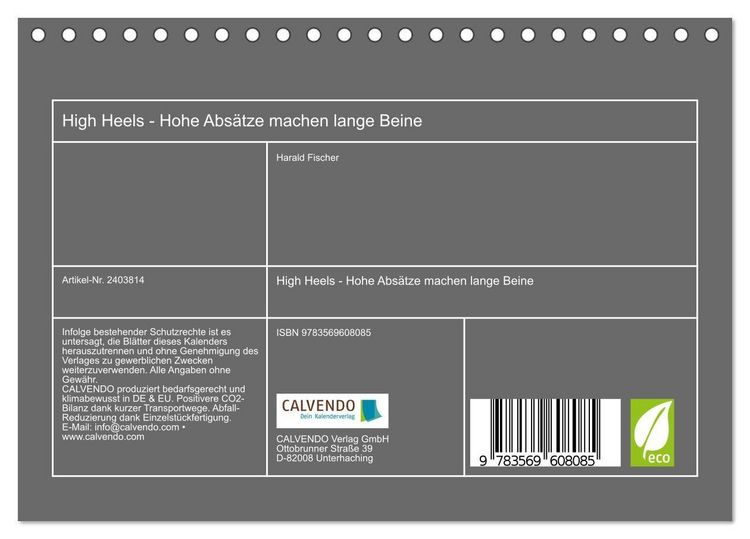 Produktbild: High Heels - Hohe Abs&auml;tze machen lange Beine (Tischkalender 2027 DIN A5 quer), CALVENDO Monatskalender