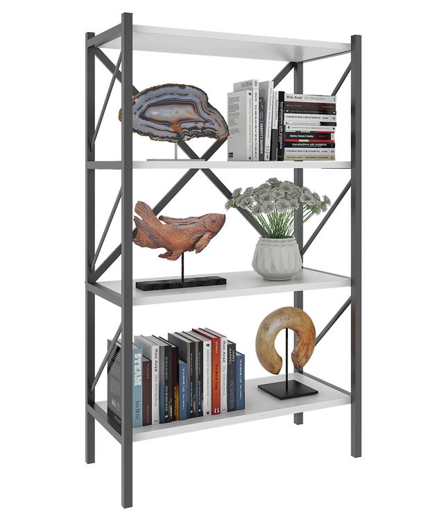 Produktbild: Holz Metall Stand Regal B&uuml;ro B&uuml;cher Insasi 4fach