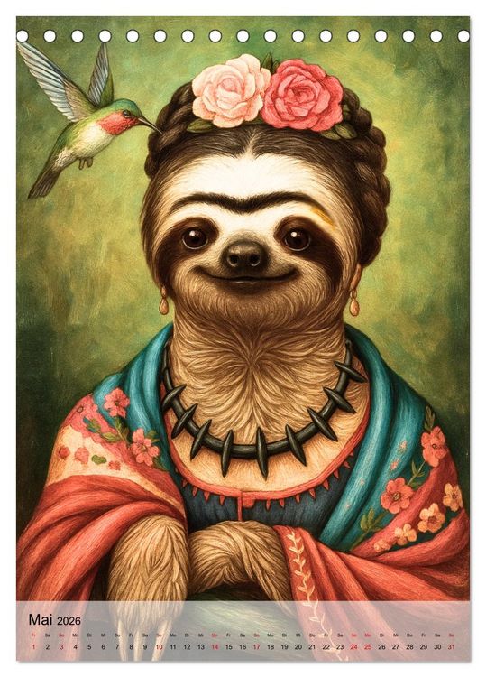 Produktbild: Sloth Art Originals ... eine faultierlangsame Reise durch die Kunstgeschichte (Tischkalender 2026 DIN A5 hoch), CALVENDO Monatskalender