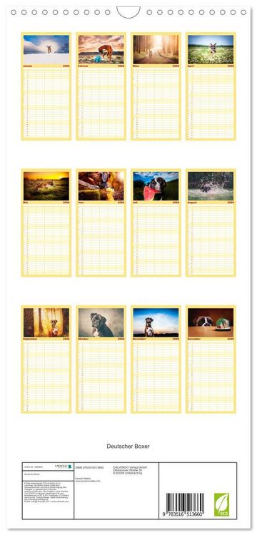 Produktbild: Familienplaner 2026 - Deutscher Boxer mit 5 Spalten (Wandkalender, 21 x 45 cm) CALVENDO