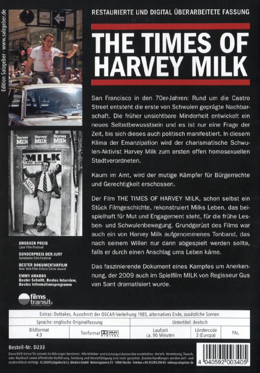 Produktbild: The Times of Harvey Milk (OmU)