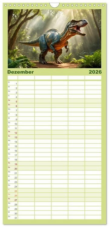 Produktbild: Familienplaner 2026 - Eine Reise in die Vergangenheit - Entdeckung der Tierwelt mit 5 Spalten (Wandkalender, 21 x 45 cm) CALVENDO