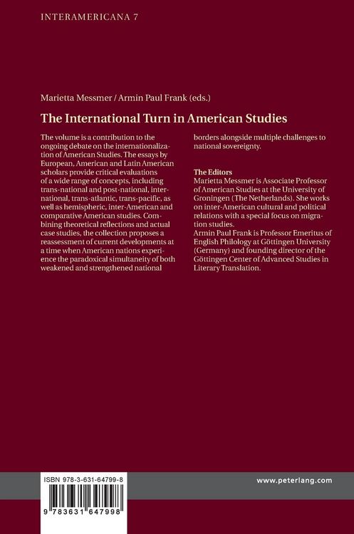 Produktbild: The International Turn in American Studies
