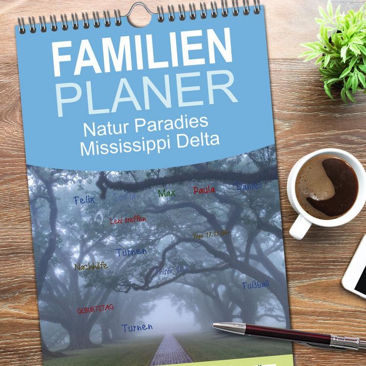 Produktbild: Familienplaner 2026 - Natur Paradies Mississippi Delta mit 5 Spalten (Wandkalender, 21 x 45 cm) CALVENDO