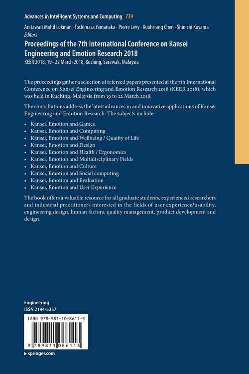 Produktbild: Proceedings of the 7th International Conference on Kansei Engineering and Emotion Research 2018
