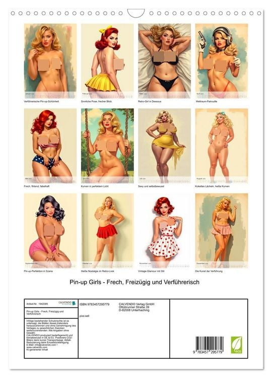 Produktbild: Pin-up Girls - Frech, Freiz&uuml;gig und Verf&uuml;hrerisch (Wandkalender 2026 DIN A3 hoch), CALVENDO Monatskalender