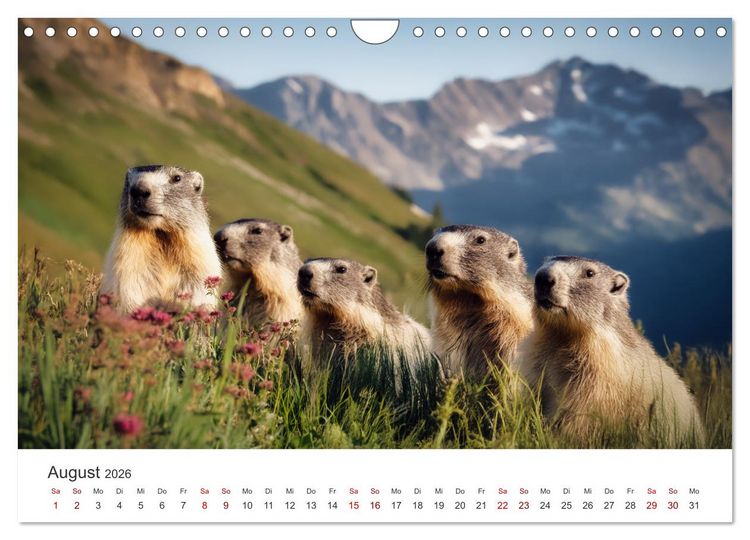 Produktbild: Alpenpl&uuml;sch - Mit Murmeltieren durchs Jahr (Wandkalender 2026 DIN A4 quer), CALVENDO Monatskalender