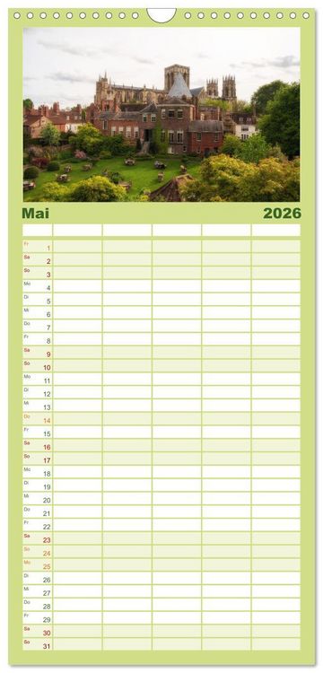 Produktbild: Familienplaner 2026 - Yorkshire - Dales und Coast mit 5 Spalten (Wandkalender, 21 x 45 cm) CALVENDO
