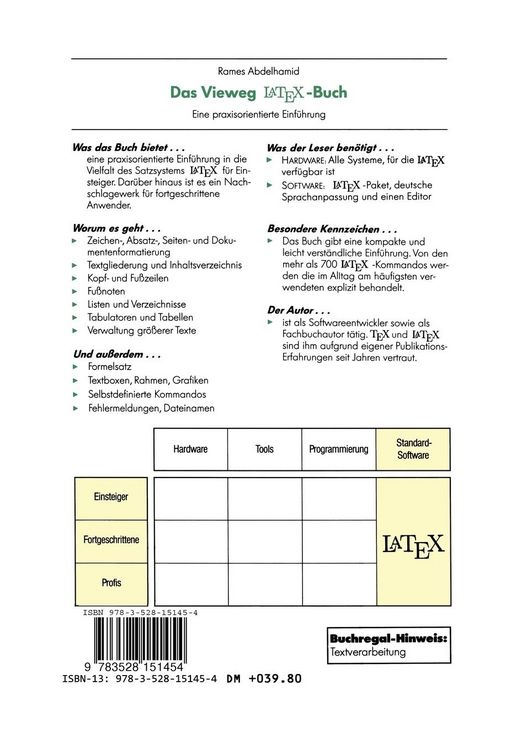 Produktbild: Das Vieweg LATEX-Buch