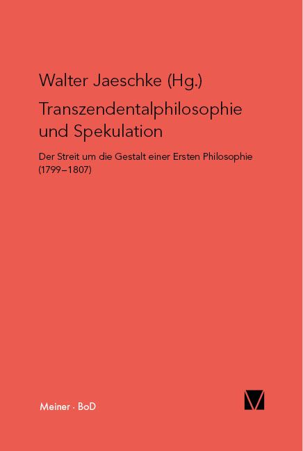 Produktbild: Transzendentalphilosophie und Spekulation