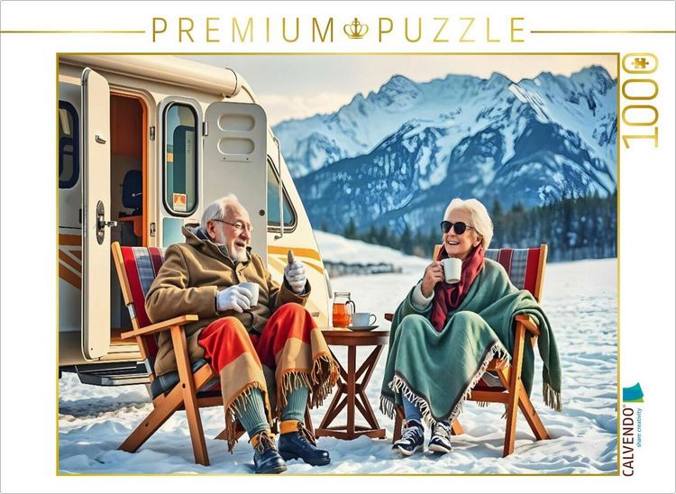 Produktbild: CALVENDO Puzzle Wintercamping mit Humor | 1000 Teile Lege-Gr&ouml;&szlig;e 64x48cm Foto-Puzzle f&uuml;r gl&uuml;ckliche Stunden