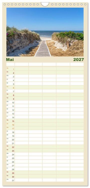Produktbild: Familienplaner 2027 - Inselliebe Langeoog mit 5 Spalten (Wandkalender, 21 x 45 cm) CALVENDO