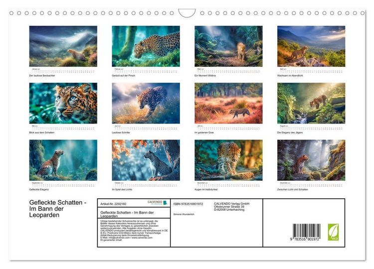 Produktbild: Gefleckte Schatten - Im Bann der Leoparden (Wandkalender 2027 DIN A3 quer), CALVENDO Monatskalender