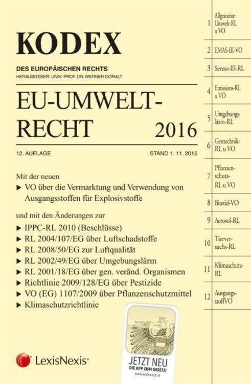 Produktbild: KODEX EU-Umweltrecht 2016